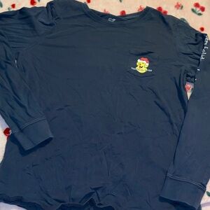 Vineyard Vines Navy Long Sleeve Tee with Santa Graphic